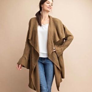 Dark Olive Textured OpenFront Cardigan…
